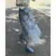 2025 spring and summer new A-line high waist mid-length retro tie-dye mesh pleated cake skirt for women