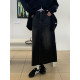 Halo Luu retro black denim skirt for women early spring washing casual slim long skirt design sense a line skirt
