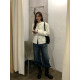 Halo Luu French girl white small fragrance jacket for women's spring high-end design wool knitted top