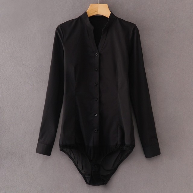 Long -sleeved V stand -necklace shirt Female white slim pants and shirt Occupation work installation of South Airlines fabric OL
