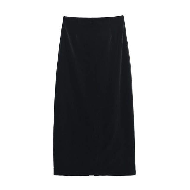 High-waisted slim straight skirt for women with long autumn and winter new style versatile black rear slit one-step hip-wrap skirt