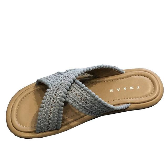 2025 new ethnic style sandals summer retro woven cross bohemian student flat flip flops
