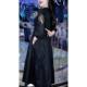 2025 Spring and Autumn New Large Size Seven-Cropped Sleeve Dress Women's Elegance V-neck Hollow Waist Slimming Mid-length Skirt
