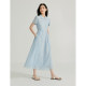 Inman Ramie French doll collar dress for women in spring 2025 new temperament puff sleeve waist-hugging long skirt