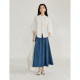 Inman French A-line denim skirt 2025 spring women's new elastic high-waist simple and versatile casual umbrella skirt
