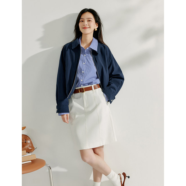 Inman French temperament pure cotton skirt for women in spring 2025 new commuter high waist slim A-line short skirt
