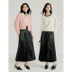 Inman design pleated PU pleated skirt for women in spring 2025 new high-end a-line midi skirt
