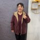 
Contrast color hooded double-sided oreo velvet cardigan jacket for women 2025 large size loose large size middle-aged and elderly mother's wear sweatshirt