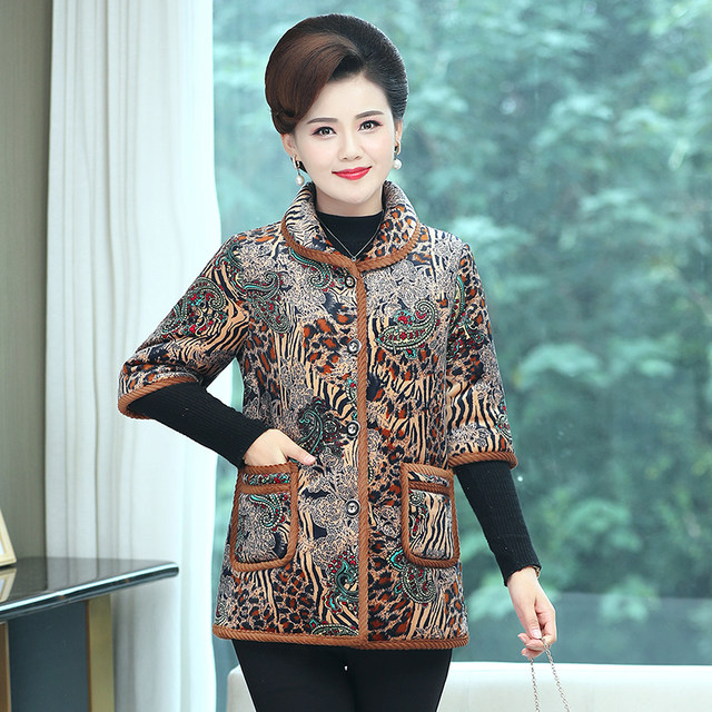Mom pretend to be autumn and winter new thick short -sleeved cotton jackets Middle -aged and elderly women with velvet large size half -sleeved cotton jacket vest