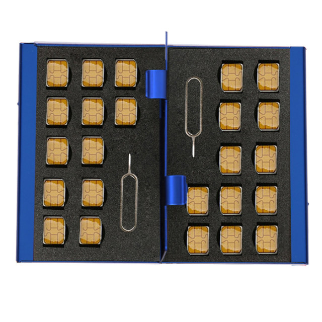 Mobile phone card storage box, aluminum alloy sim card bag, 24 nano sim card sorting box, card box, needle delivery