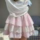 
Senwo tribe sweet style pink lace spliced cake skirt for women 2025 new versatile high-waisted skirt autumn