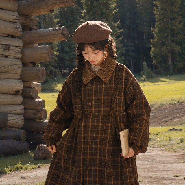 Original British plaid wool coat mid-length coat winter retro wool coat ...