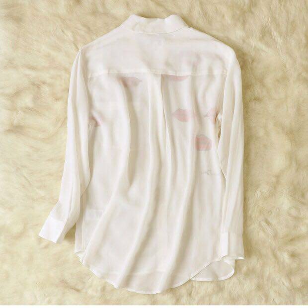 Large size women's LS EQUIOMENT shirt casual loose white silk printed shirt silk popular direct sales