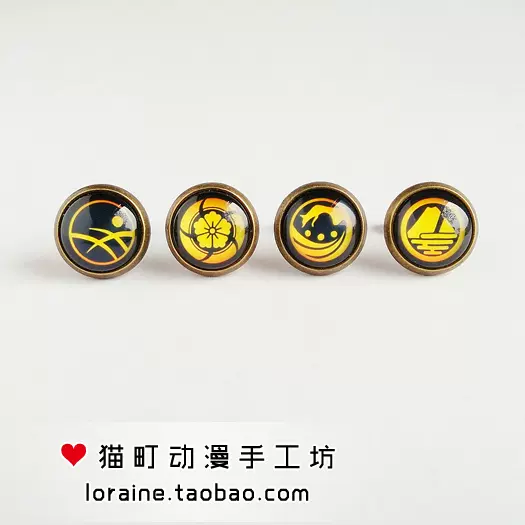 手工動漫刀劍亂舞三日月鶴丸髭切膝丸刀紋家徽耳環耳針耳夾耳飾 Taobao