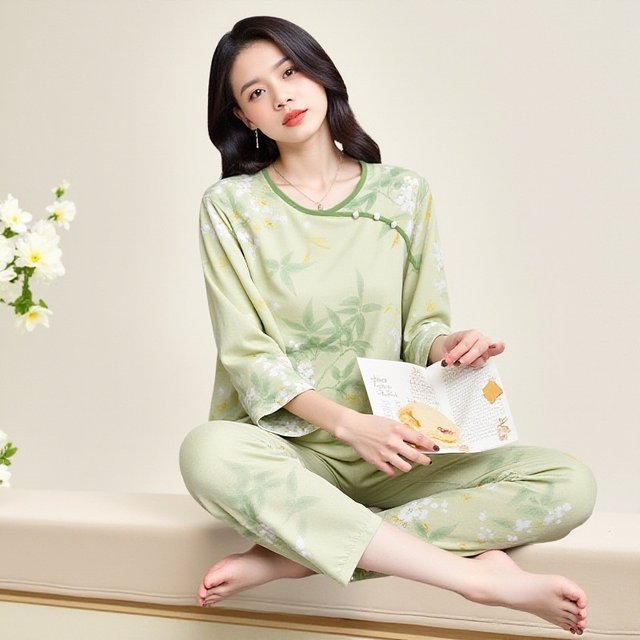 Bichun new Chinese cotton silk pajamas for women in spring and summer ...