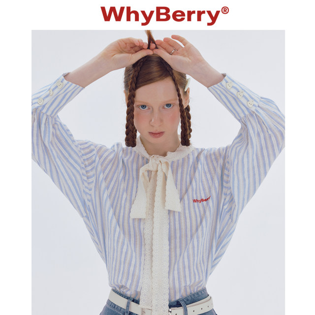 WhyBerry 24SS 'Sweet Bean Girl' Long Sleeve Lace Bow Shirt Top Summer Sweet Style