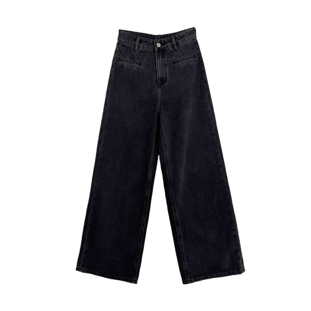 Quality pants closed eyes~boyfriend style jeans for women in spring 2025 straight loose floor wide-leg pants