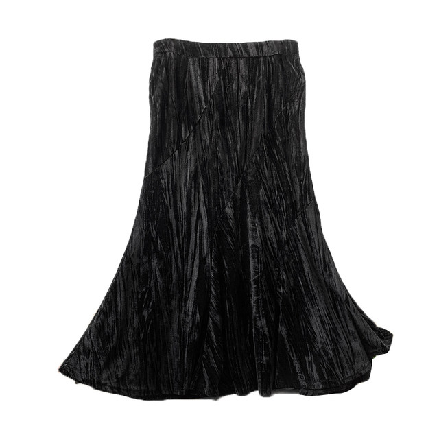 Removal of the counter! Large size retro palace style high-end velvet fishtail skirt high waist skirt mid-length skirt women's spring and autumn style