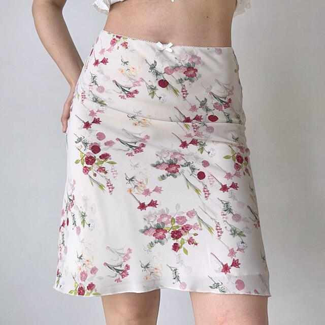 GO GIRL Go homemade European and American style retro flower bouquet printing skirt female summer A -line hip fishtail skirt