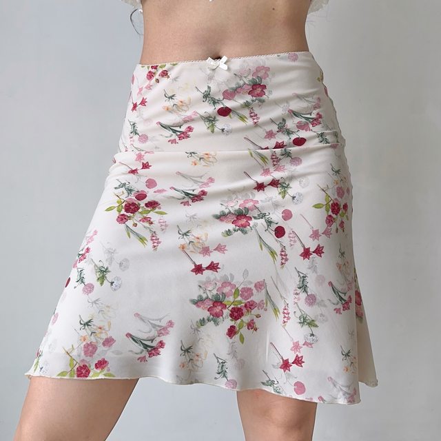 GO GIRL Go homemade European and American style retro flower bouquet printing skirt female summer A -line hip fishtail skirt