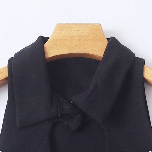 Lapel hollow embroidered shirt, new summer sleeveless short slim T-shirt, women's base shirt top 03282
