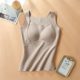 2025 winter suspender vest for women, hair-tightened and thickened mulberry silk heating plus velvet with chest pad integrated thermal underwear