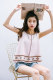 Summer sweet ethnic style wind embroidery printing round neck sleeveless vest vest girl loose chiffon shirt T -shirt top
