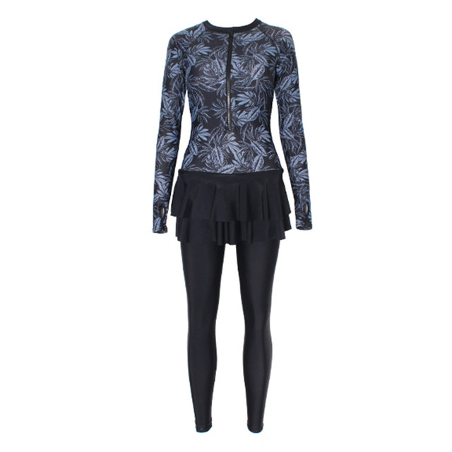 Conservative quick -drying skirt -like long -sleeved long pants Thai beach sunscreen men's and women's sports swimwear
