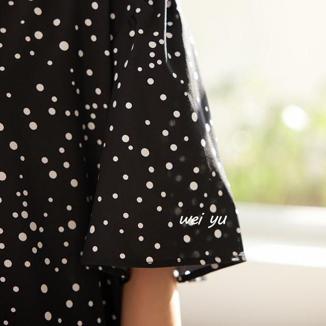 Weiyu large-size women's polka dot floral dress 2025 summer new loose skirt short-sleeved high-quality long skirt