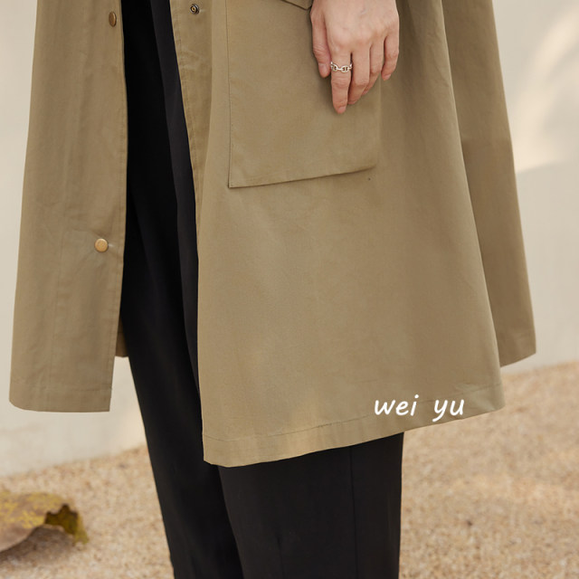 Weiyu large-size women's clothing British style stand collar windbreaker for women 2025 autumn new high-end loose jacket
