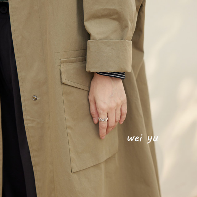 Weiyu large-size women's clothing British style stand collar windbreaker for women 2025 autumn new high-end loose jacket