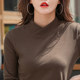Half turtleneck long-sleeved T-shirt for women, plus size, slim fit, warm and velvet grandma autumn clothes, middle-aged mother's bottoming shirt