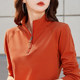Zippered half high neck pure cotton long sleeve T-shirt for women with large size slim spring and autumn top middle-aged and elderly mothers base shirt