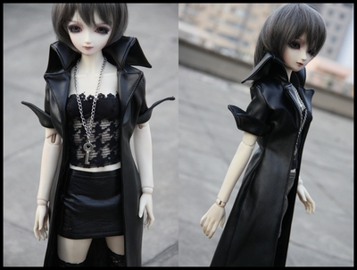taobao agent Bjd/sd baby clothes half -sleeved long leather coat Soom Dragon Soul ID75 uncle jacket coat ass