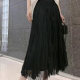 Mesh skirt for women 2025 spring new European station solid color high waist tulle skirt versatile fashionable age-reducing long skirt