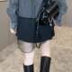 Short skirt for women 2025 spring new European station small solid color high-waisted skirt versatile slim A-line skirt
