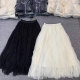 Mesh skirt for women 2025 spring new European station solid color high waist tulle skirt versatile fashionable age-reducing long skirt