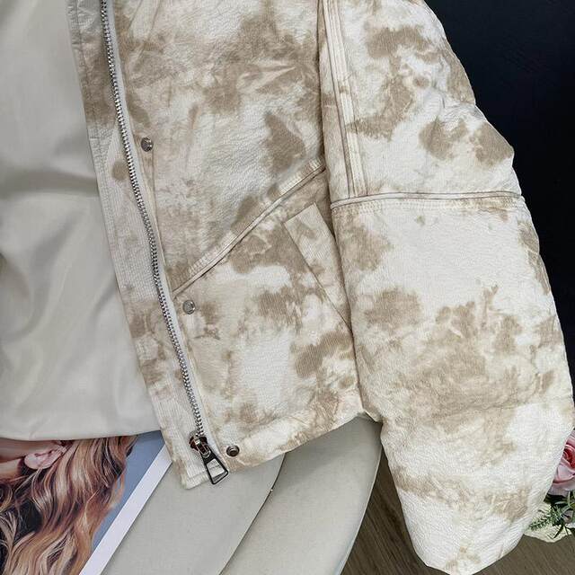 tie-dye down jacket for women 2024 winter new Korean version small loose thickened stand collar bread jacket short jacket