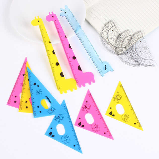 Ruler Set Cartoon Animal Shape Ruler Set Four-piece Set Triangular ...