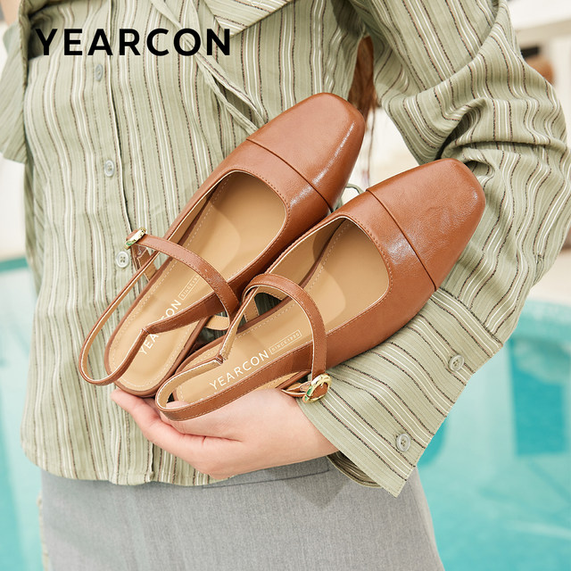 Yierkang French Toe Sandals for Women 2025 New Summer Thick Heel Mary Jane Shoes Retro Hollow High Heel Sandals