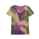 
Design-sensual printed V-neck T-shirt for women's short-sleeved summer European tie-dye mesh top slim and stylish small shirt