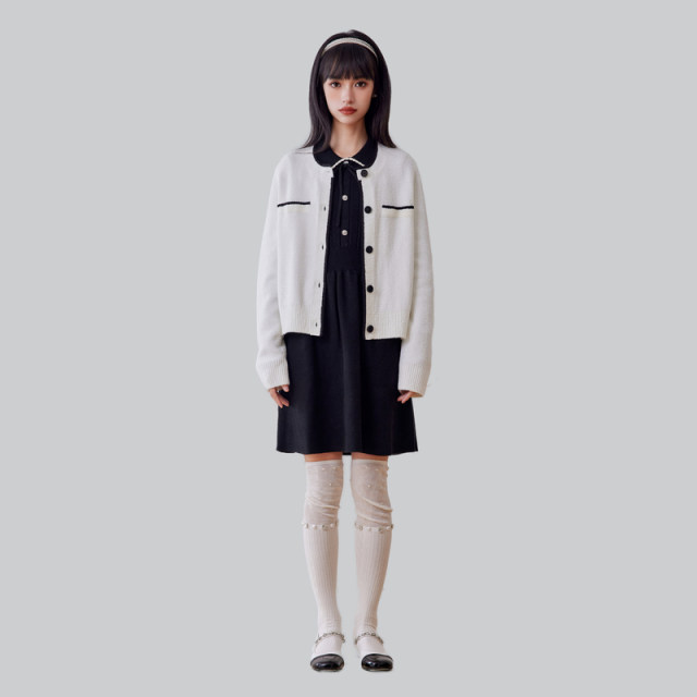 A21 women's knitted cardigan in spring and autumn sweet little fragrance style high-end design versatile long-sleeved jacket outdoor
