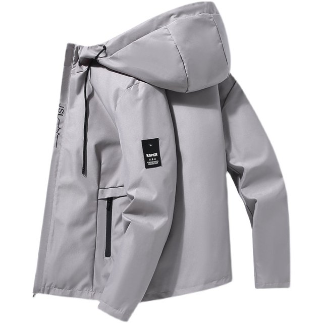 2025 spring and autumn thin jacket men's jacket hooded casual loose short windbreaker men's casual jacket top