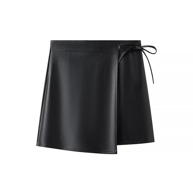 La Chapelle/La Chapelle autumn new style a-line hip skirt women's lace skirt pu short skirt