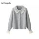 La Chapelle/La Chapelle sweet lace knitted cardigan for women winter new doll collar sweater
