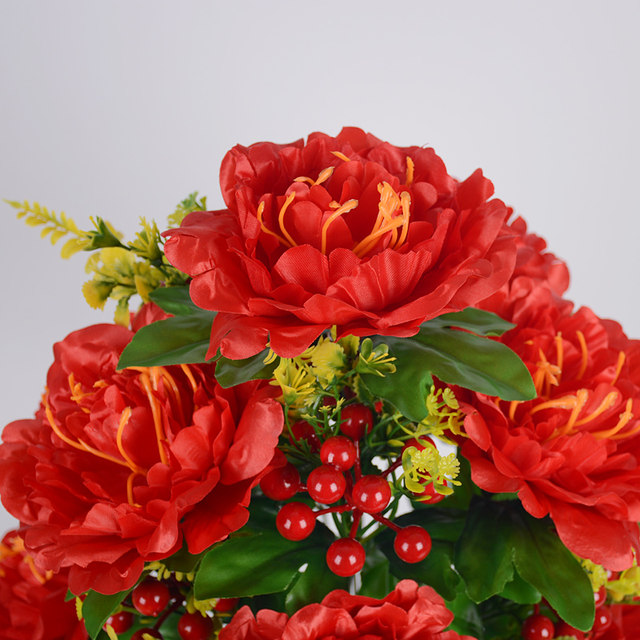 Simulated peonies garden decoration peonies fake flowers restaurant home coffee table offering Buddha display silk flowers plastic flower pots