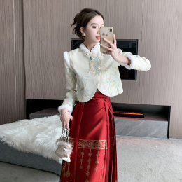 New Chinese wedding dress national style horse dress toast dress female autumn and winter 2023 new New Year Bride Cheong Hanfu