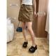American street style niche retro work clothes double pocket design high waist A-line short skirt SN7274