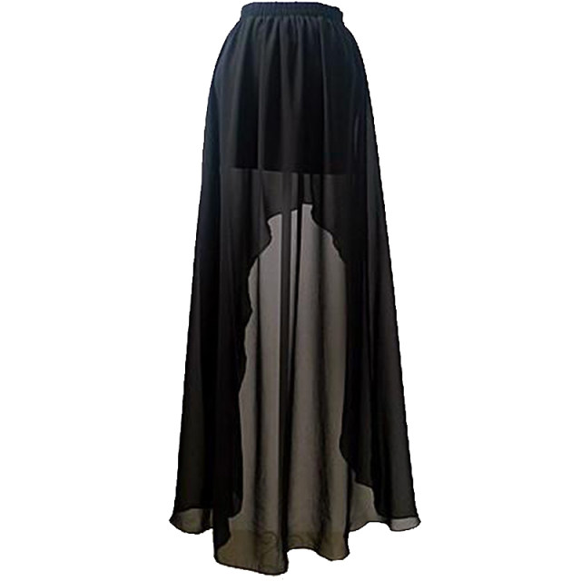 Long skirt summer new irregular gauze skirt short front and long irregular hem skirt mid-length women's high waist