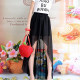 Long skirt summer new irregular gauze skirt short front and long irregular hem skirt mid-length women's high waist